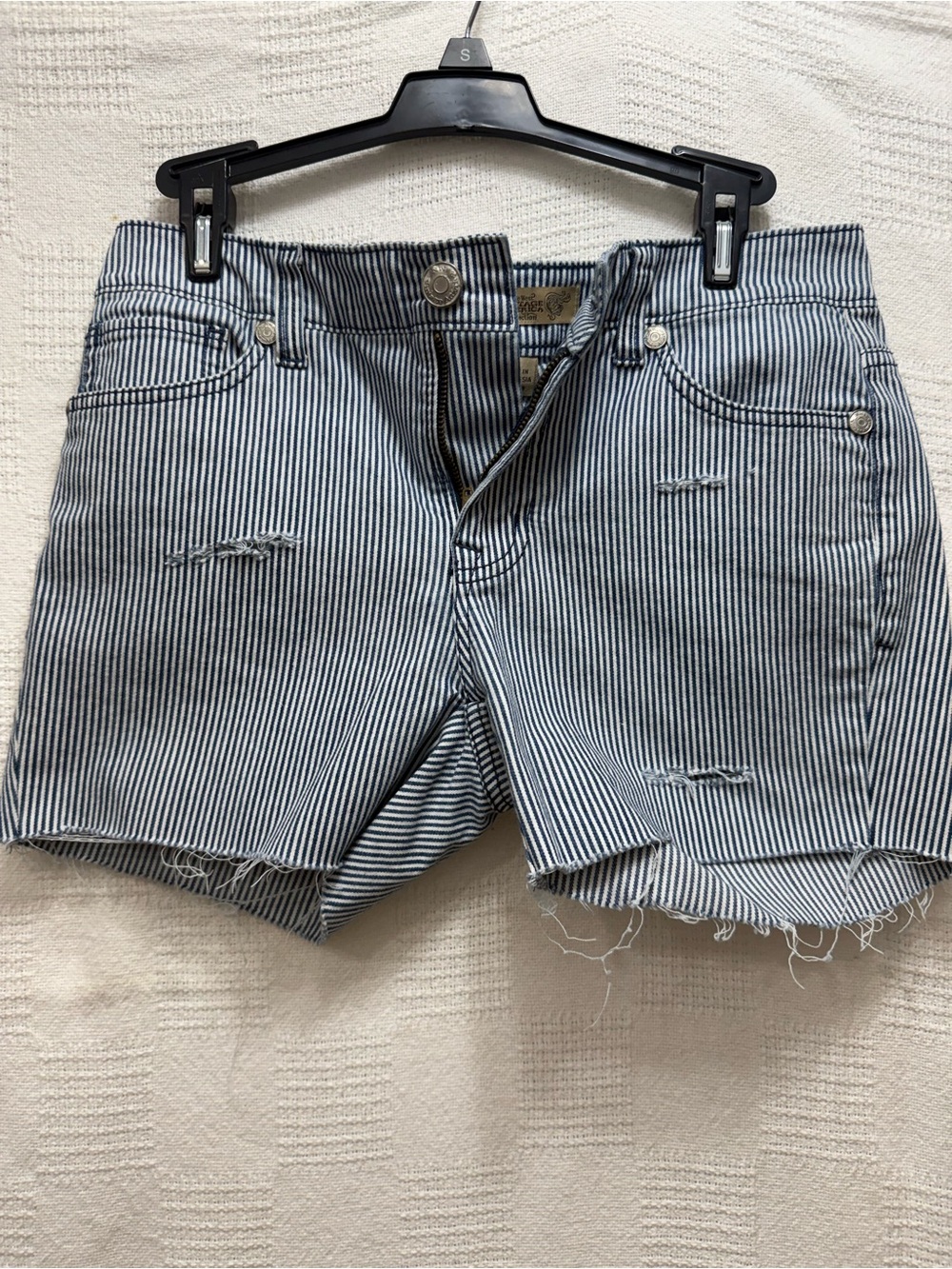 Nine West Blue and White Striped Denim Shorts